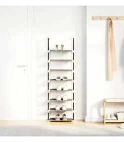 Schoenenrek 8-laags 44x28x145 cm nonwoven stof zwart