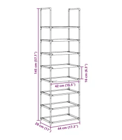 Schoenenrek 8-laags 44x28x145 cm nonwoven stof zwart