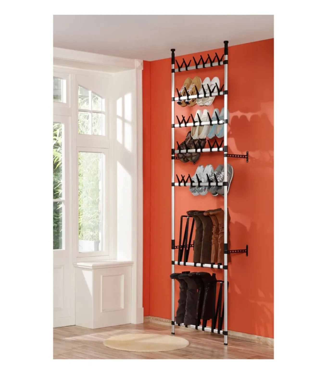 Schoenenrek met stangen telescopisch aluminium