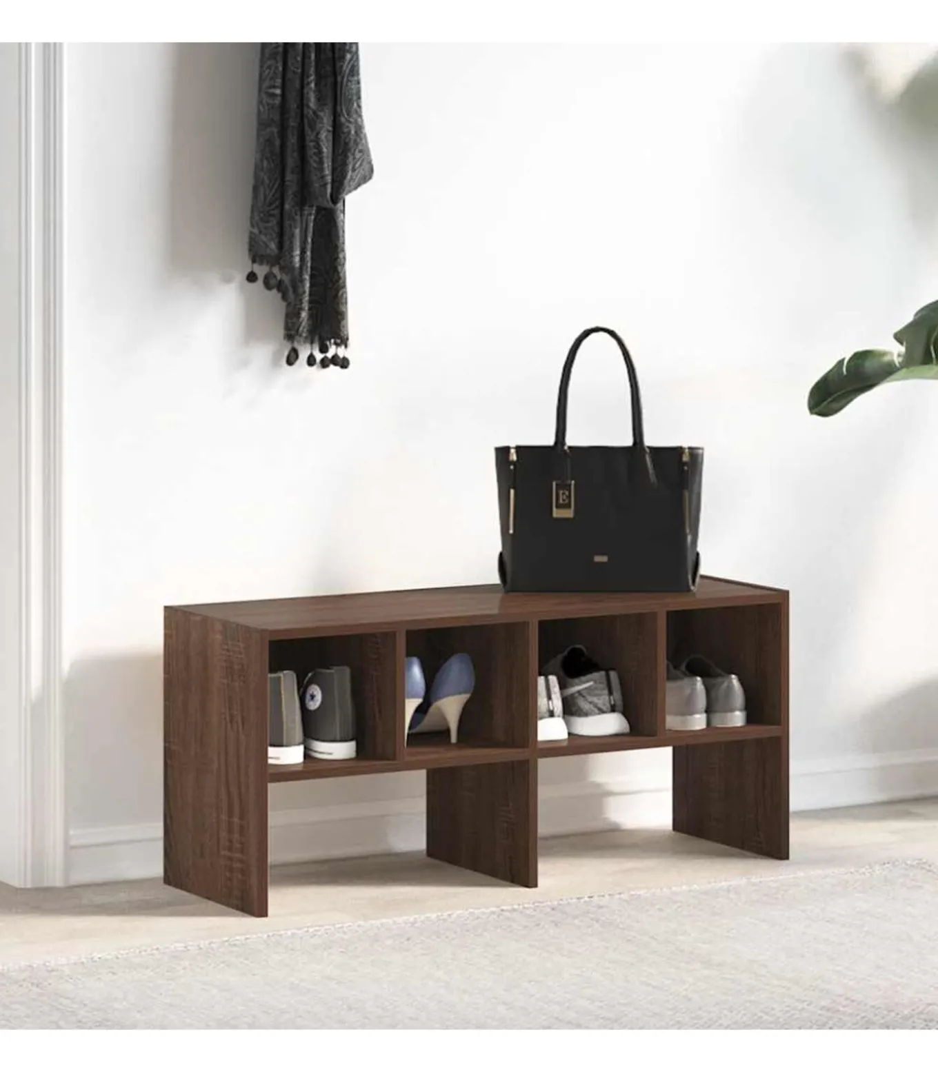 Schoenenrek stapelbaar 89,5x30x40 cm bruin eikenkleur