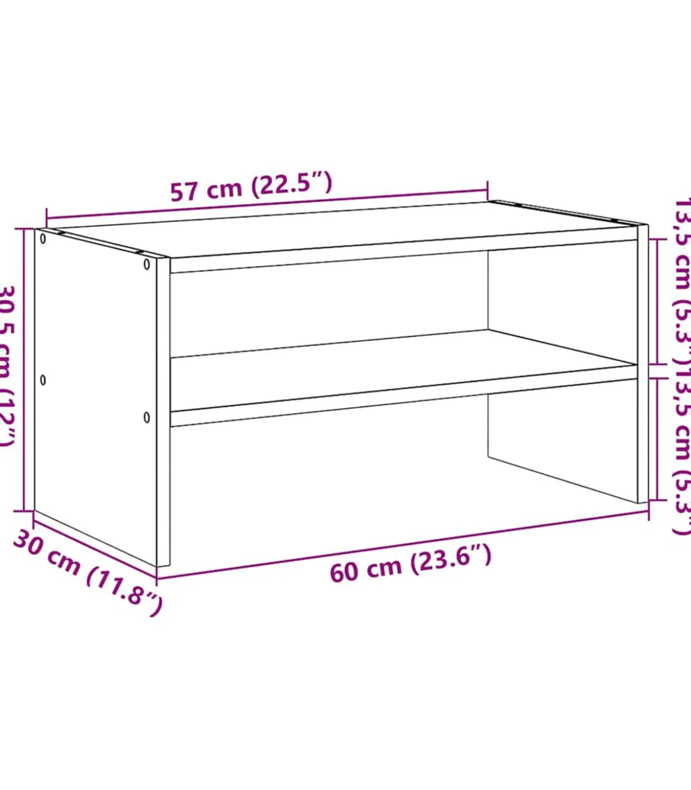Schoenenrek stapelbaar 60x30x30,5 cm wit