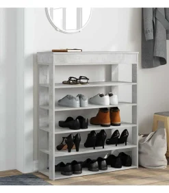 Schoenenrek 80x30x98 cm bewerkt hout betongrijs