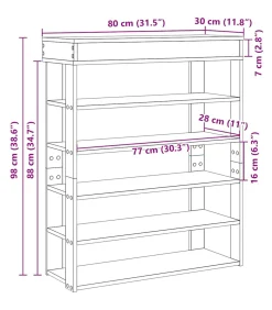 Schoenenrek 80x30x98 cm bewerkt hout betongrijs