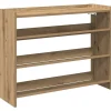 Schoenenrek 80x25x62 cm bewerkt hout artisanaal eikenkleur