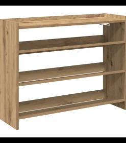 Schoenenrek 80x25x62 cm bewerkt hout artisanaal eikenkleur