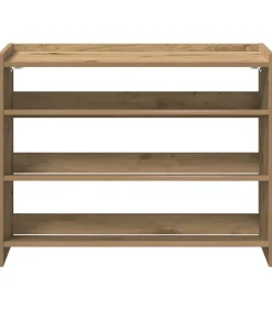 Schoenenrek 80x25x62 cm bewerkt hout artisanaal eikenkleur