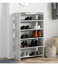 Schoenenrek 60x25x100 cm bewerkt hout betongrijs