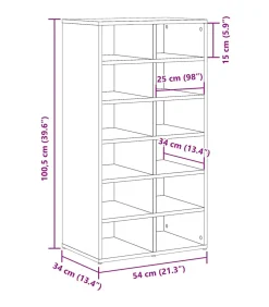 Schoenenrek 54x34x100,5 cm bewerkt hout artisanaal eikenkleur