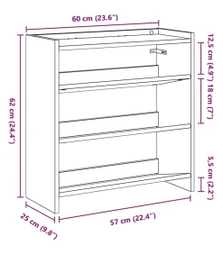 Schoenenrek 60x25x62 cm bewerkt hout betongrijs