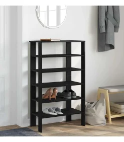 Schoenenrek 61x32x105 cm bewerkt hout zwart
