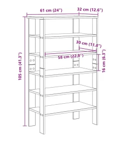 Schoenenrek 61x32x105 cm bewerkt hout zwart