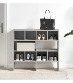 Schoenenrekken 2 st stapelbaar 89,5x30x40 cm betongrijs