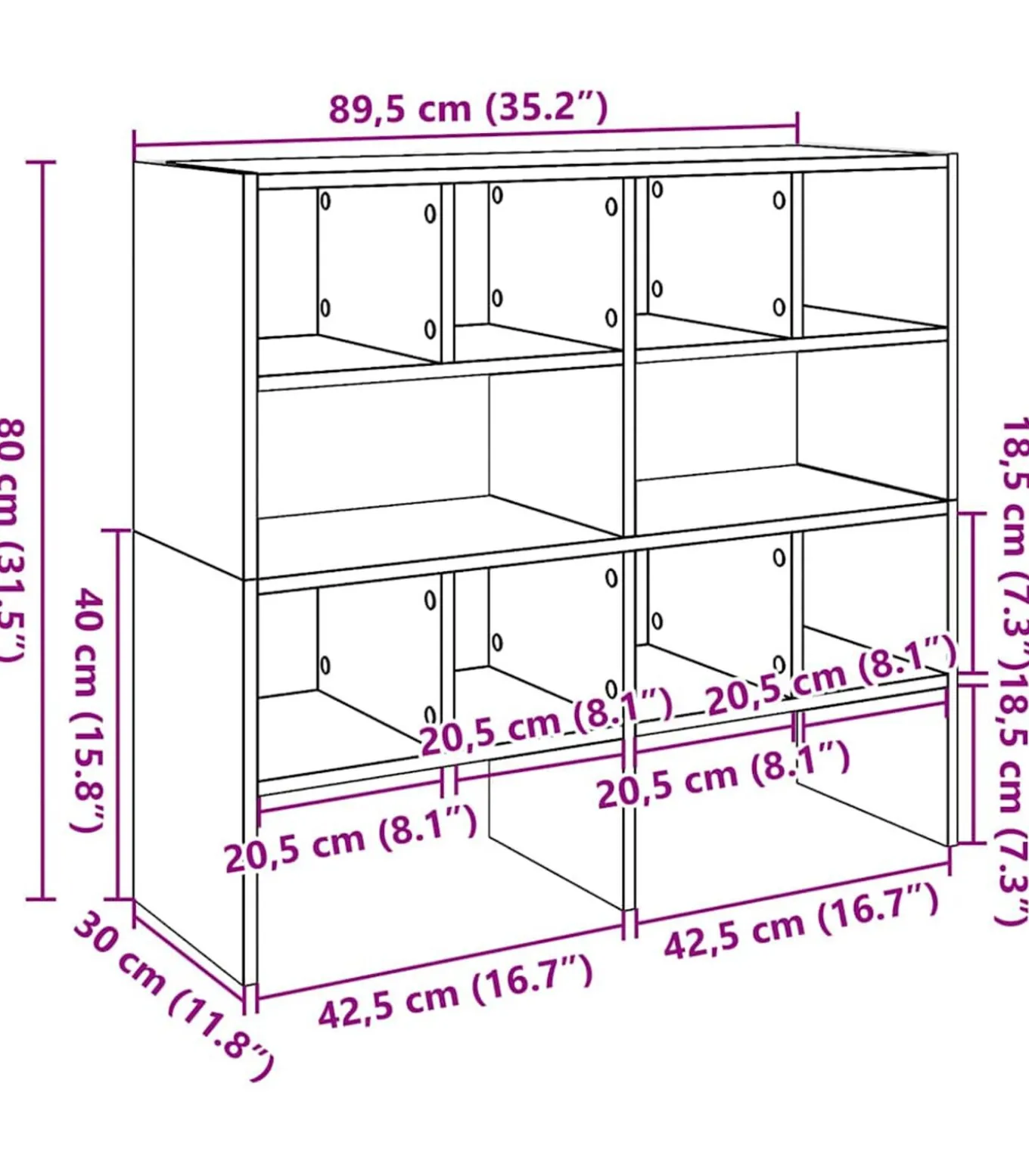 Schoenenrekken 2 st stapelbaar 89,5x30x40 cm betongrijs
