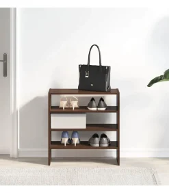 Schoenenrekken 2 st stapelbaar 60x30x30,5 cm bruin eikenkleur