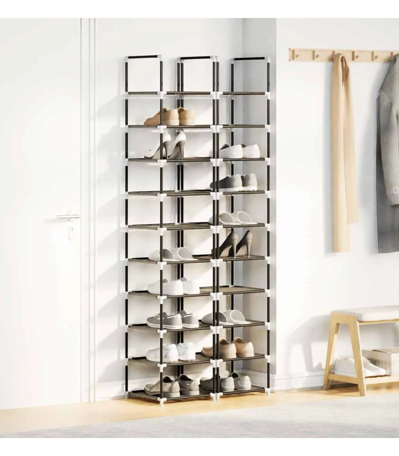 Schoenenrekken 2 st 33x33x174 cm vliesvrij 10-laags zwart