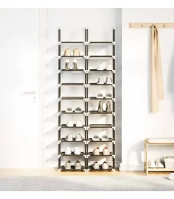 Schoenenrekken 2 st 33x33x174 cm vliesvrij 10-laags zwart