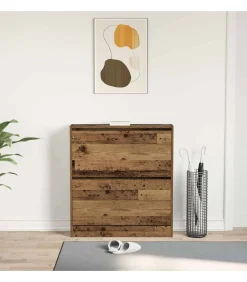 Schoenkast met opslag Oud hout 80 x 21 x 87.5 cm Bewerkt hout