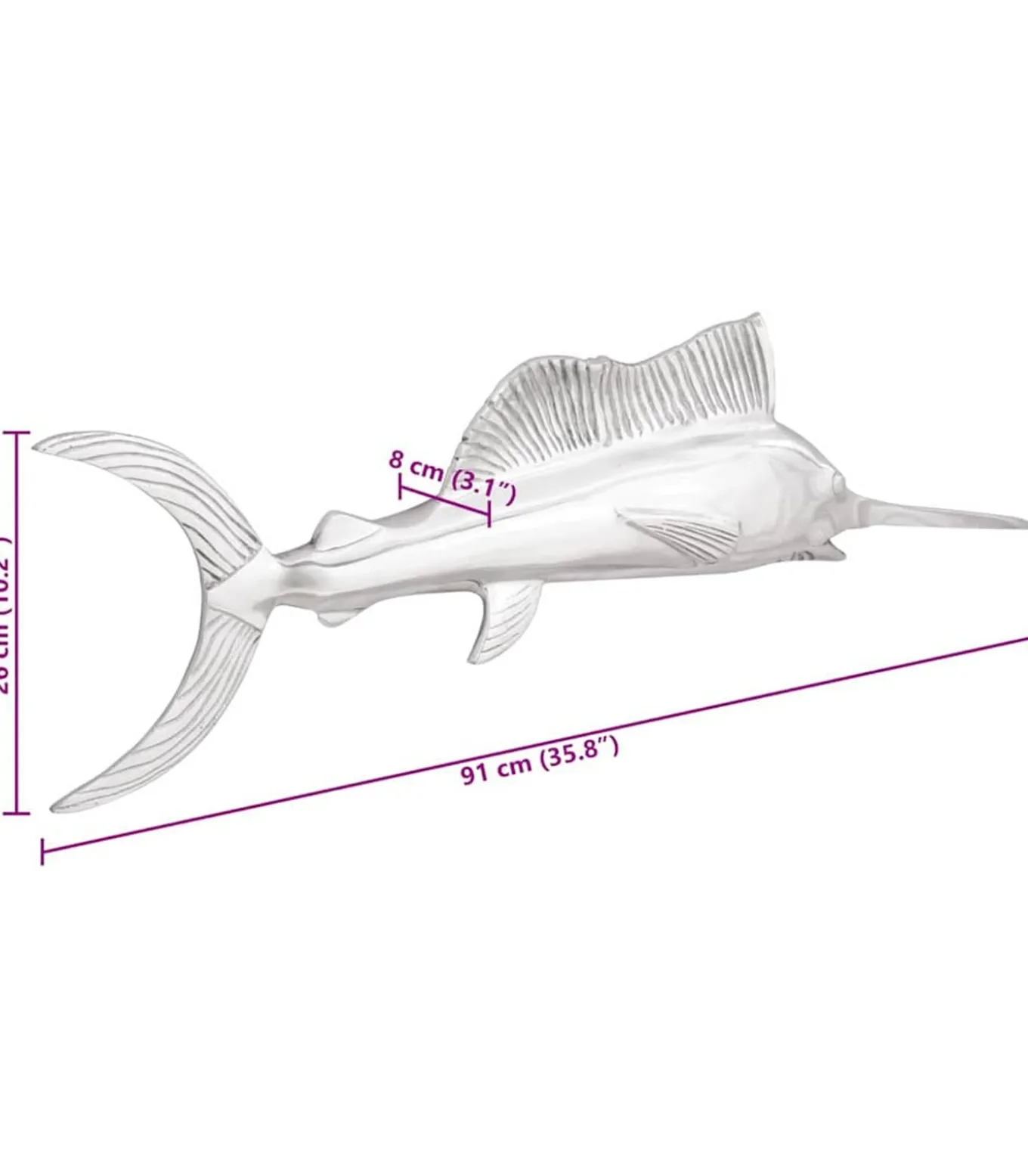 Sculptuur Zilver 91 x 8 x 26 cm Aluminium