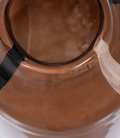 Selena Vaas Met Streep - Glas - Bruin - Set van 2