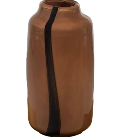 Selena Vaas Met Streep - Glas - Bruin - Set van 2