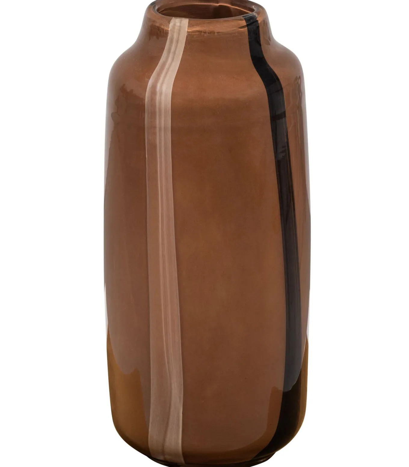Selena Vaas Met Streep - Glas - Bruin - 35x18x18