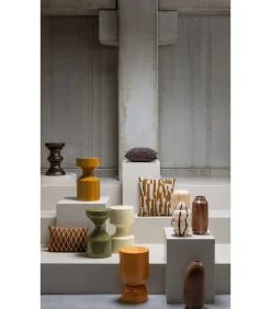 Selena Vaas Met Streep - Glas - Bruin - 35x18x18