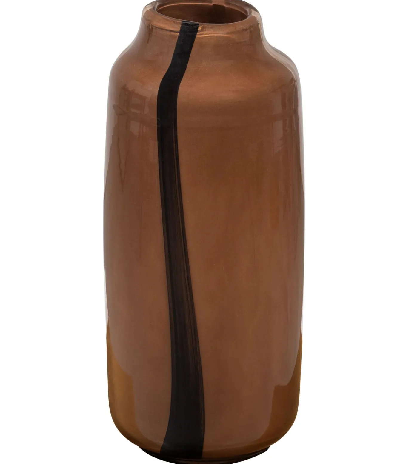 Selena Vaas Met Streep - Glas - Bruin - 35x18x18