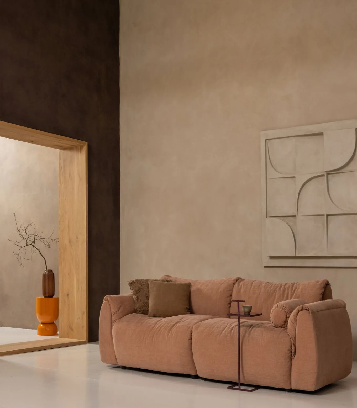 Selena Vaas Met Streep - Glas - Bruin - 35x18x18