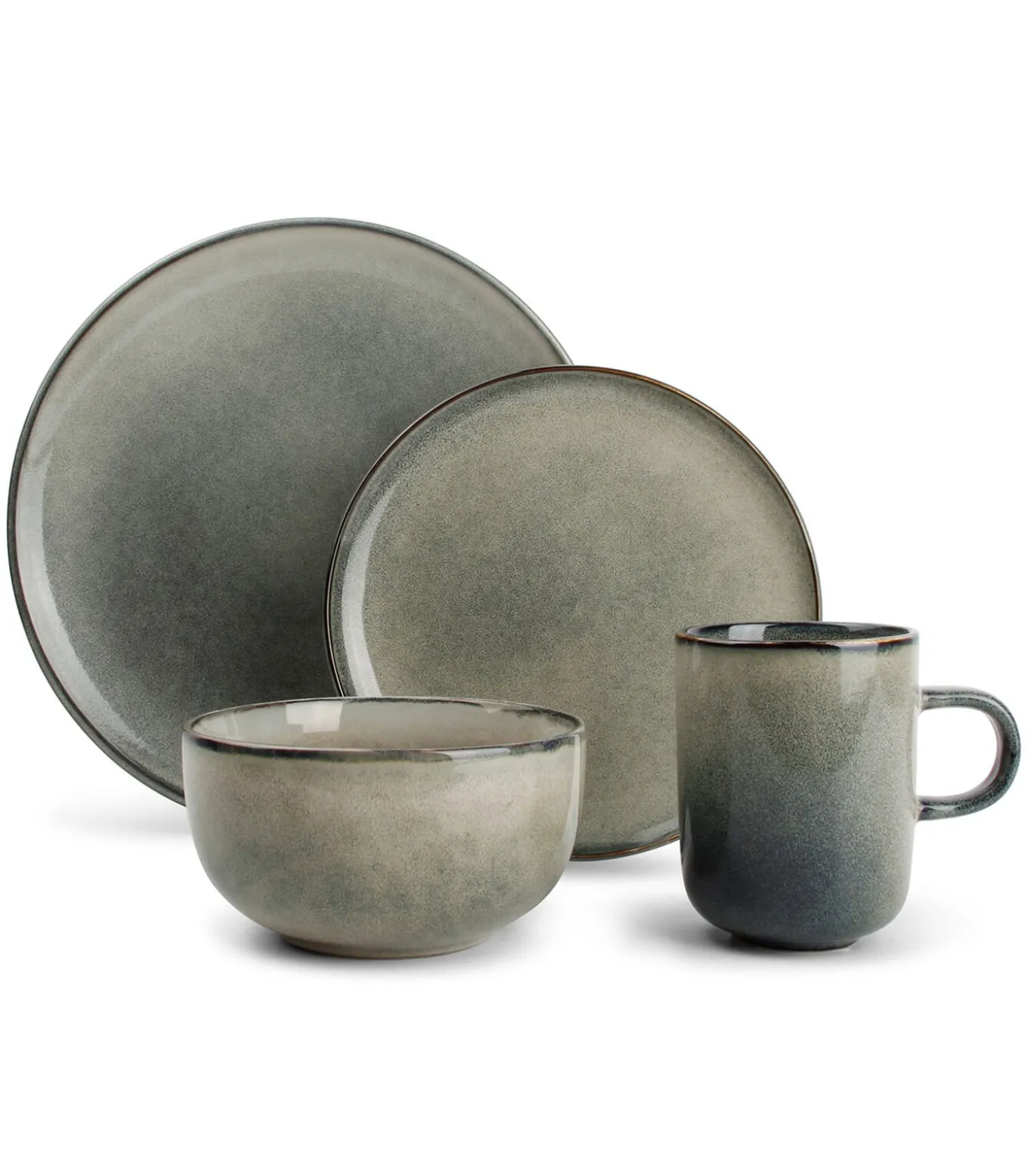 Servies 16-delig groen/blauw Meridian