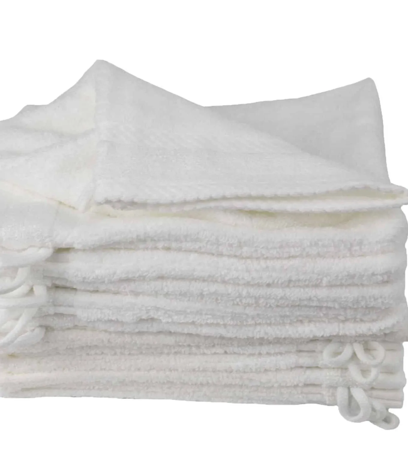 Set van 12 ecru katoenen washandjes