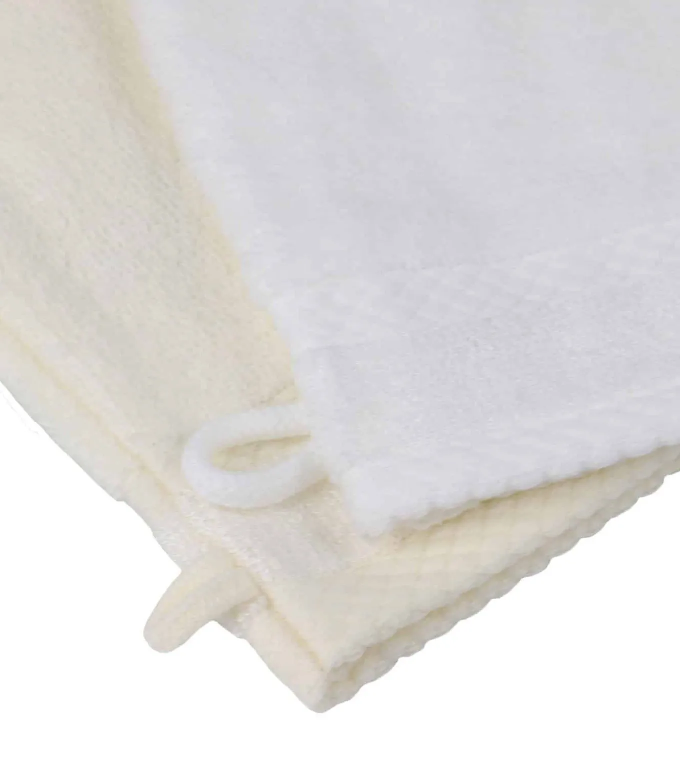 Set van 12 ecru katoenen washandjes