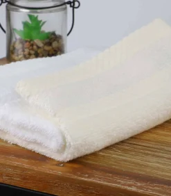 Set van 12 ecru katoenen washandjes