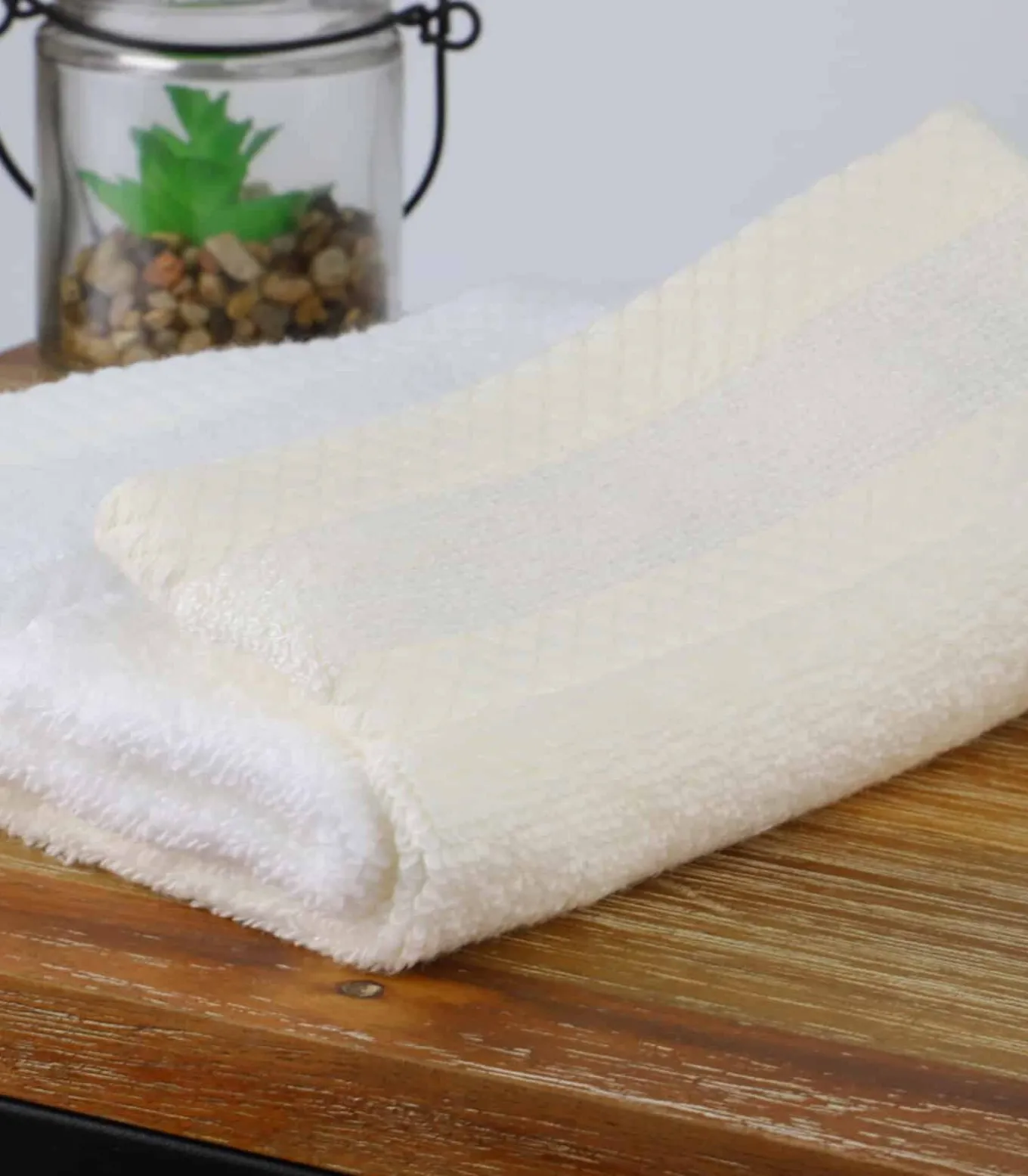 Set van 12 ecru katoenen washandjes