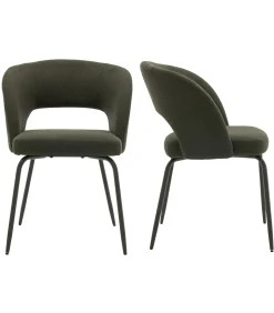 Set van 2 FLAVIA stoelen van groene lusstof