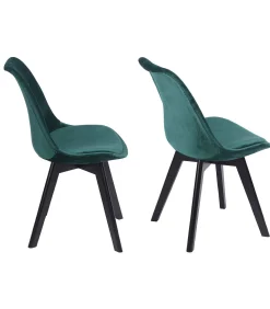 Set van 2 groene NORA fluwelen stoelen met kussen