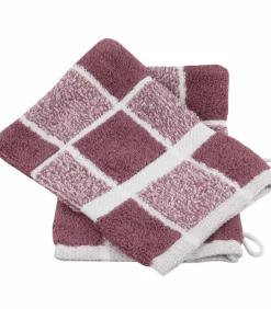 Set van 2 katoenen geruite washandjes 15x21 cm