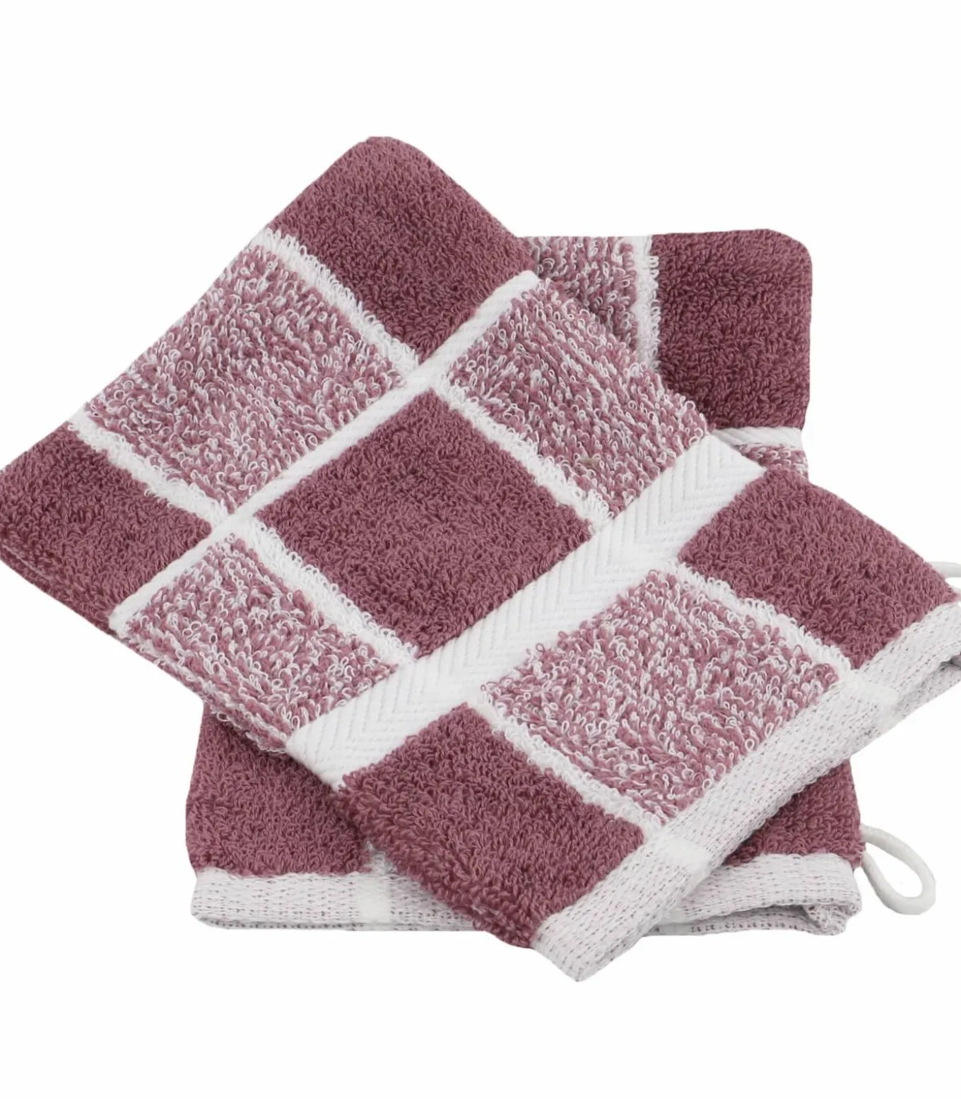 Set van 2 katoenen geruite washandjes 15x21 cm