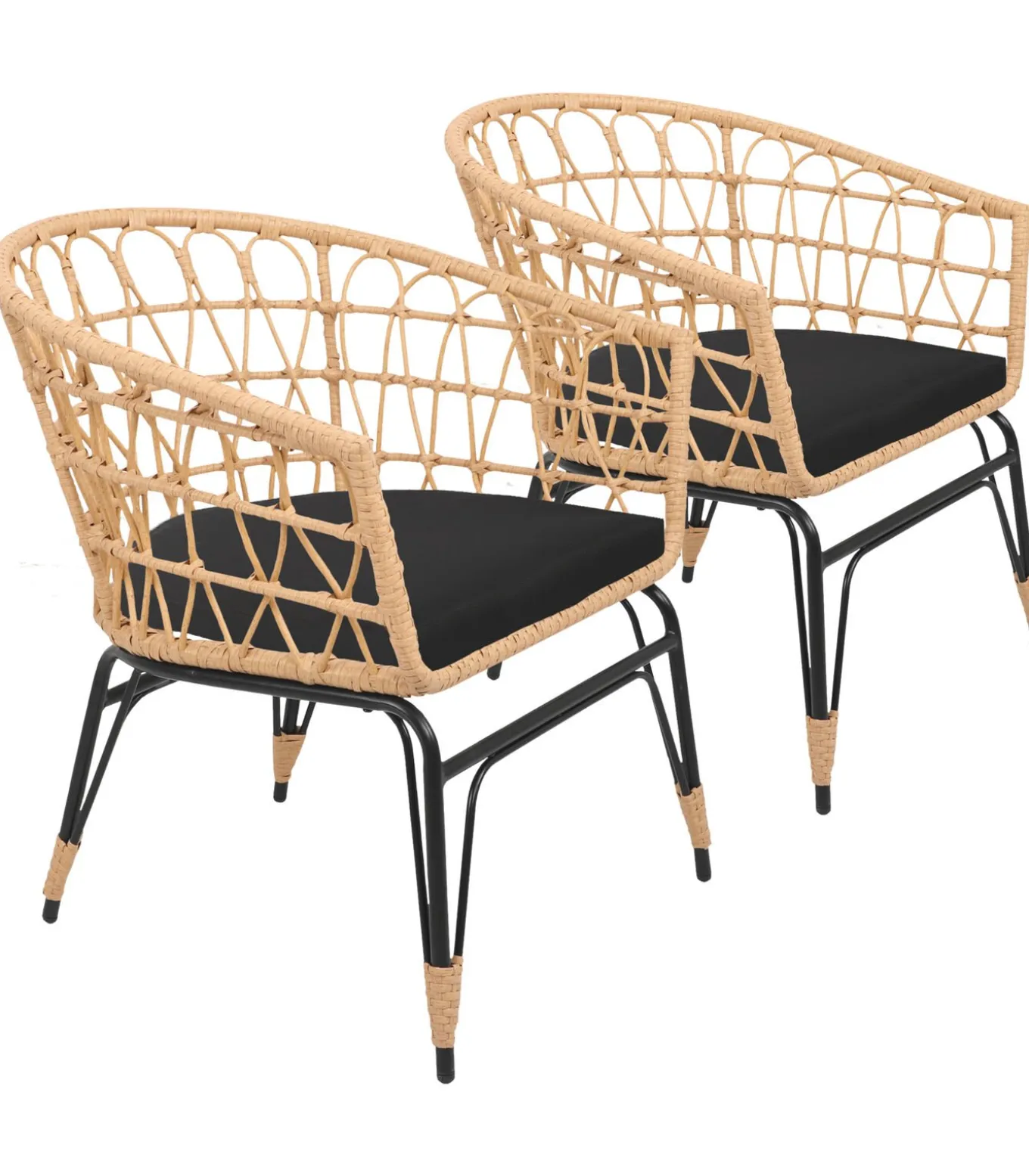 Set van 2 kunststof rotan fauteuils met kussens AIKO