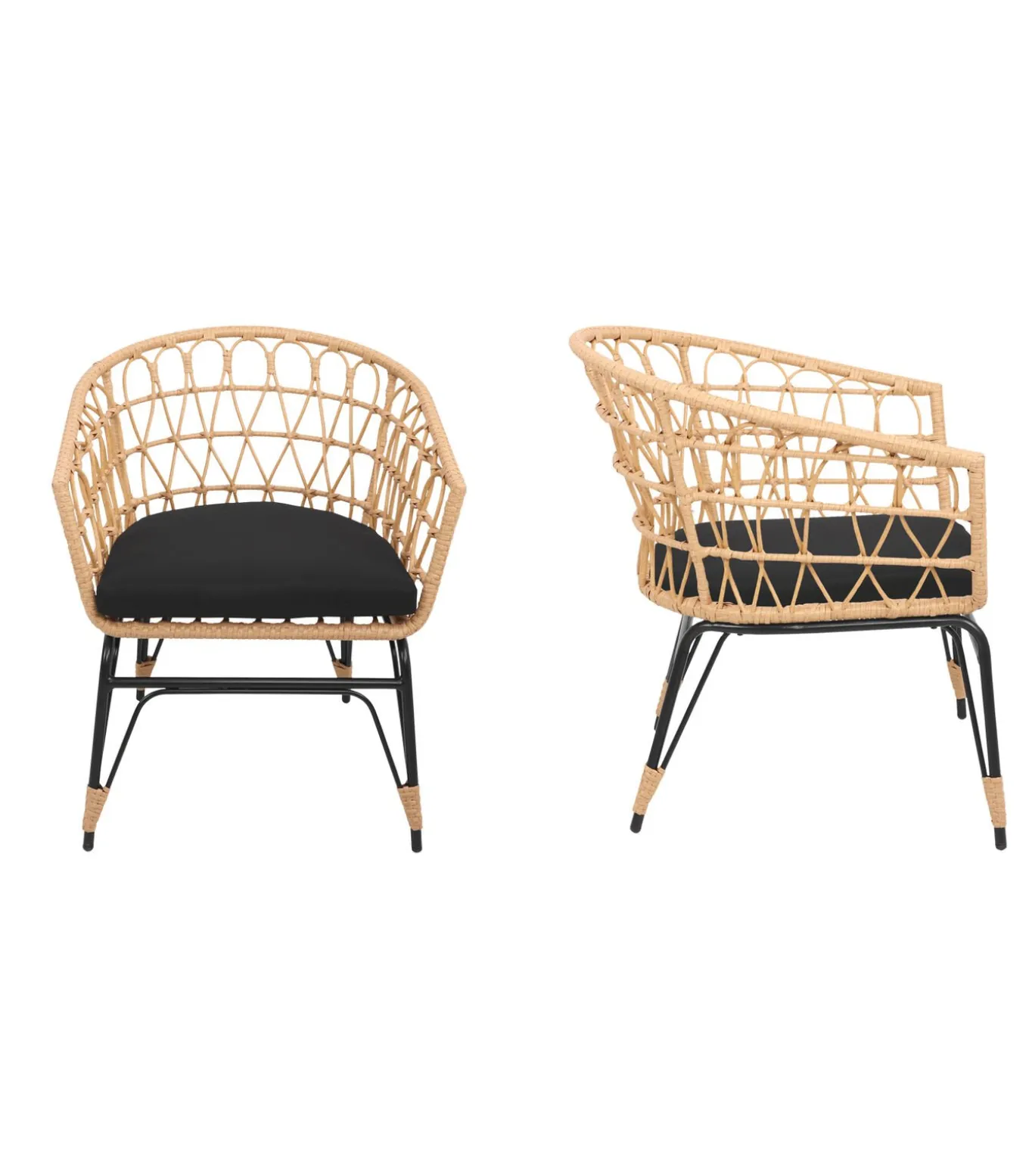 Set van 2 kunststof rotan fauteuils met kussens AIKO