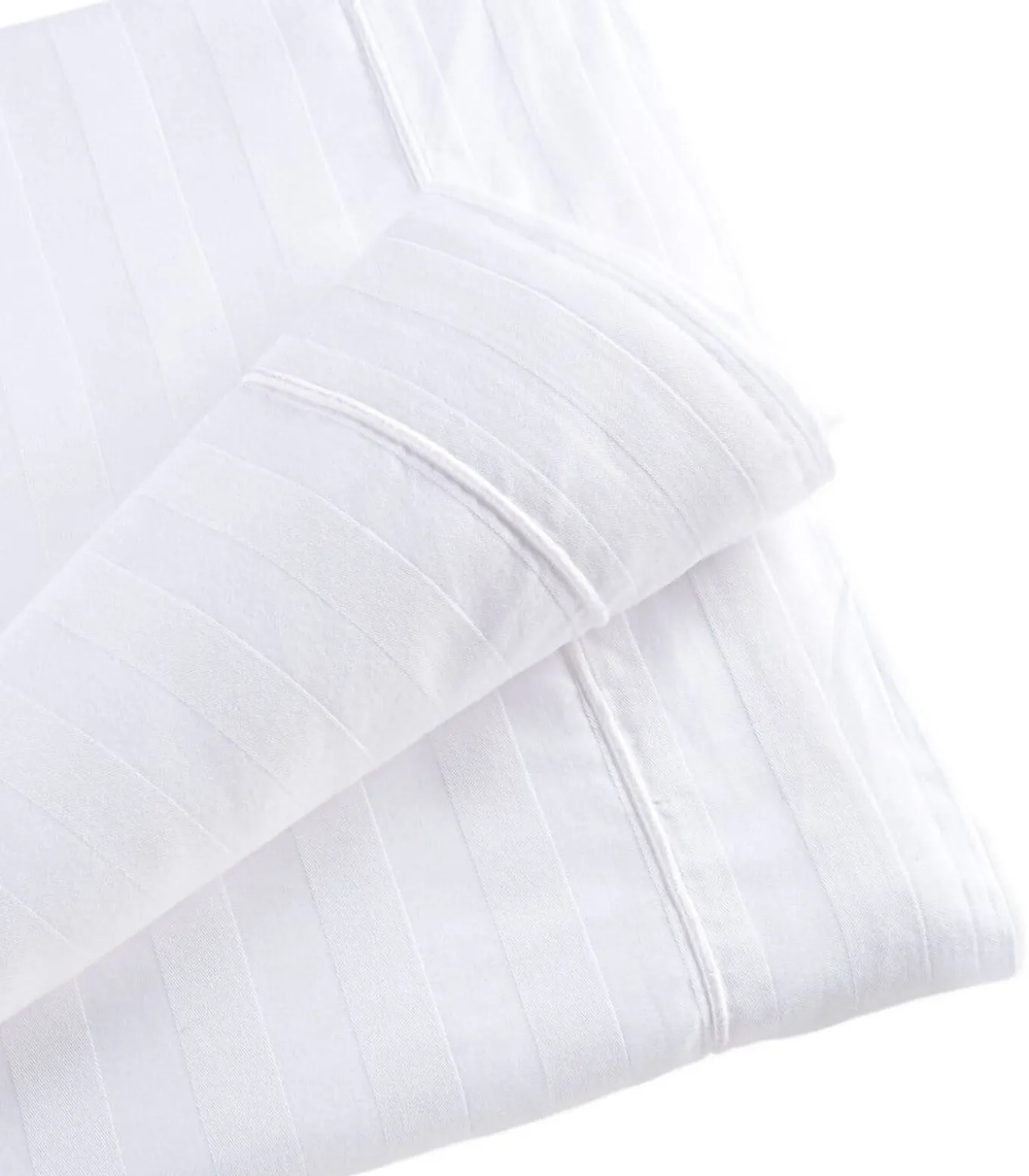 Set van 2 luxe gestreepte kussenslopen in Wit katoensatijn 65x65 cm