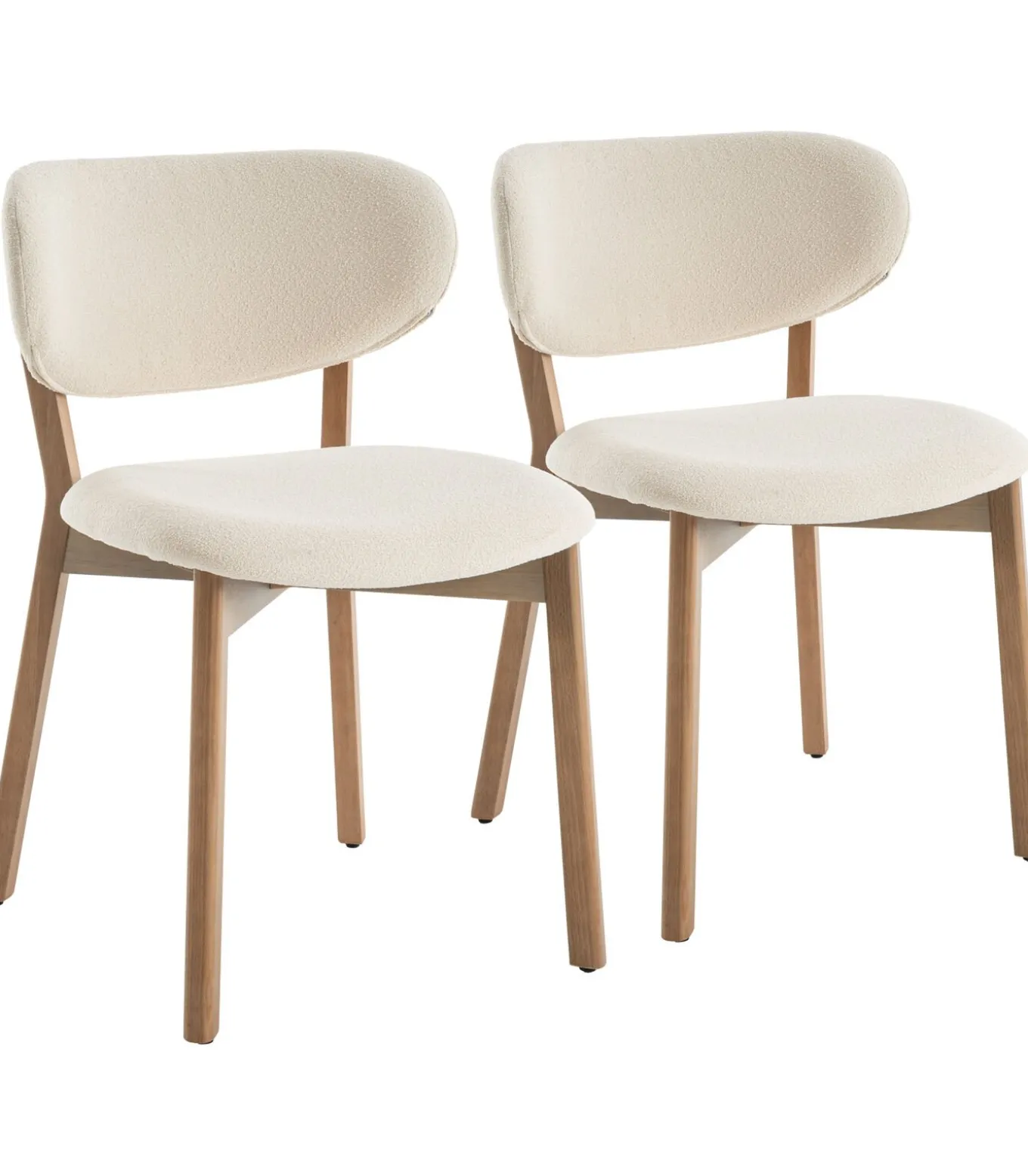 Set van 2 stoelen AURA beige lusstof en licht hout