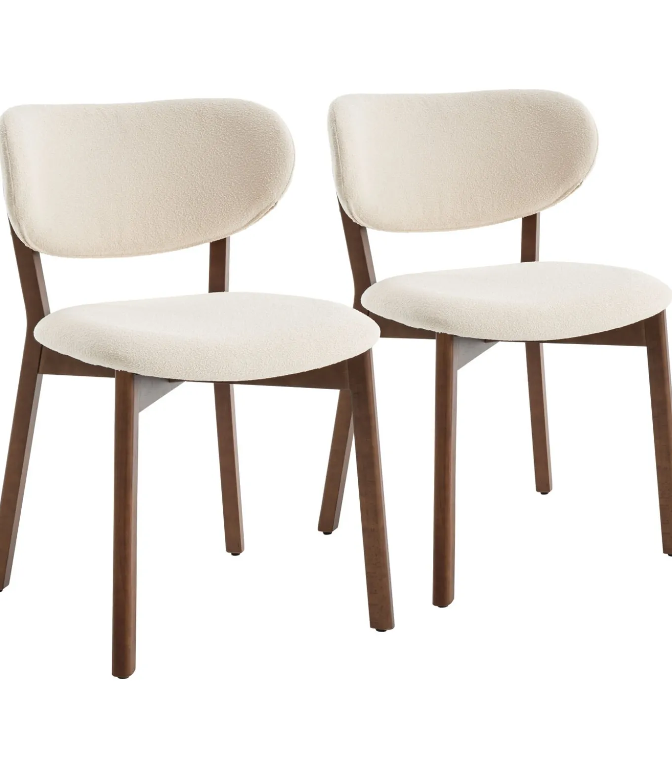 Set van 2 stoelen AURA in donker hout en beige boucle stof