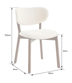 Set van 2 stoelen AURA in donker hout en beige boucle stof