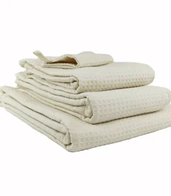 Set van twee witte katoenen honingraathanddoeken 50x100 cm