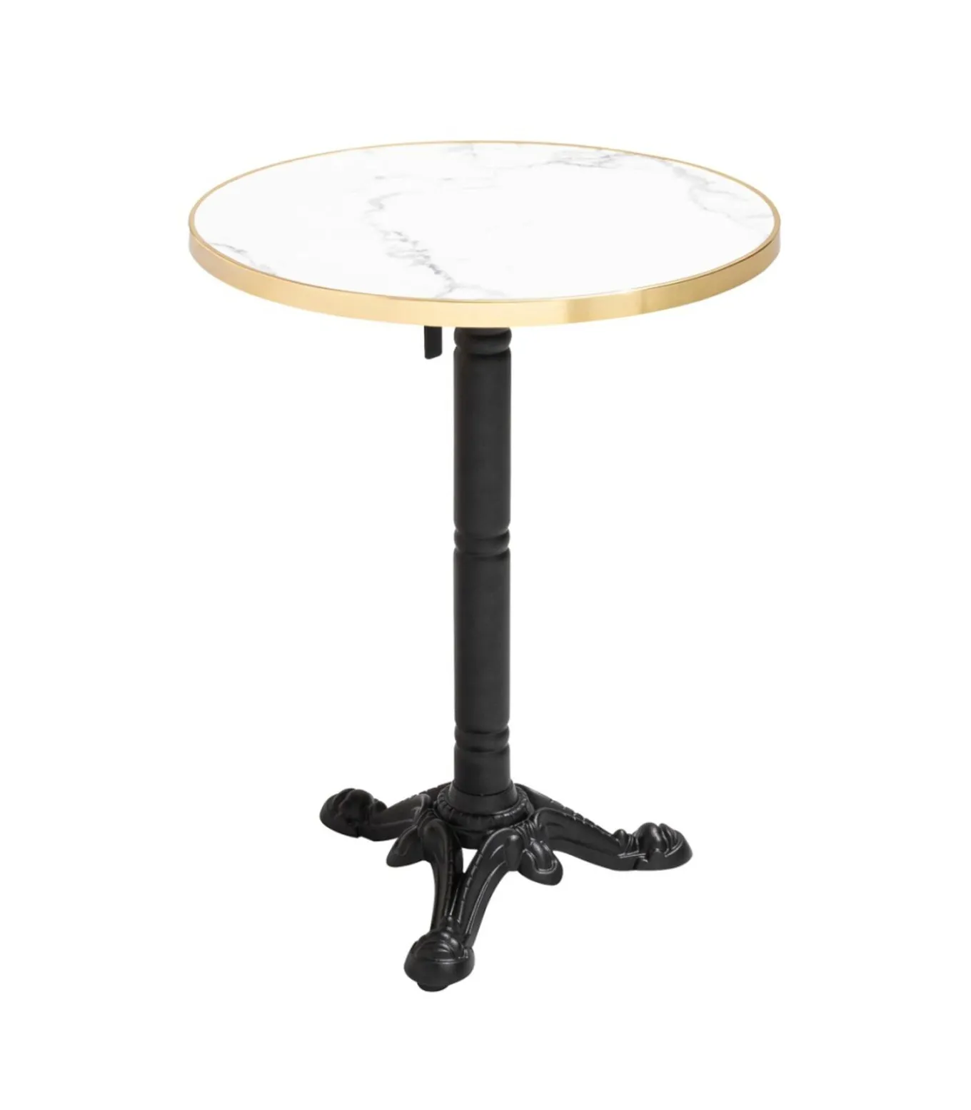 Set van wit marmeren terrastafel en 2 groene stoelen