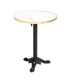 Set van wit marmeren verstelbare terrastafel en 2 groene stoelen