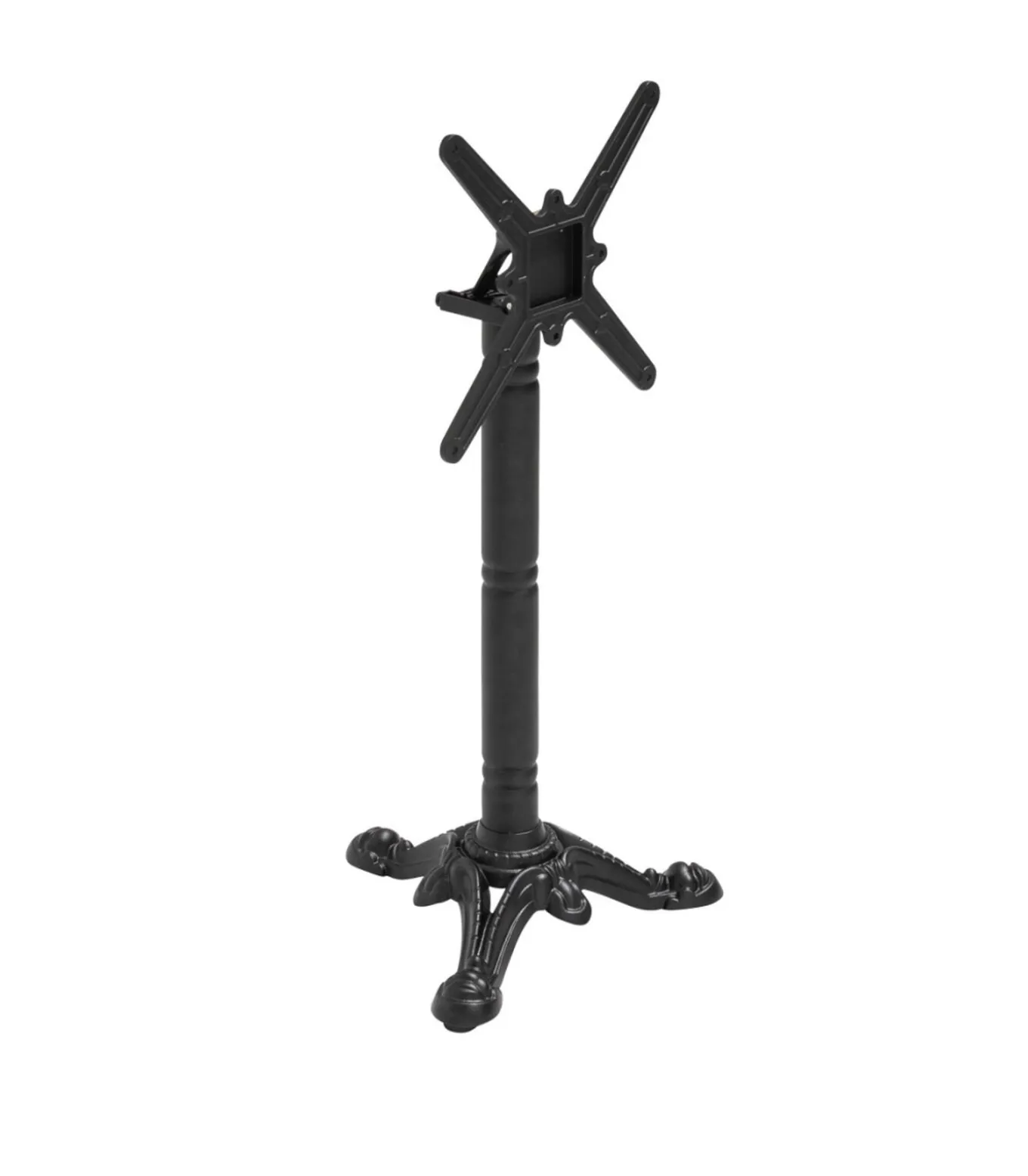 Set van zwart marmeren terrastafel en 2 rode stoelen