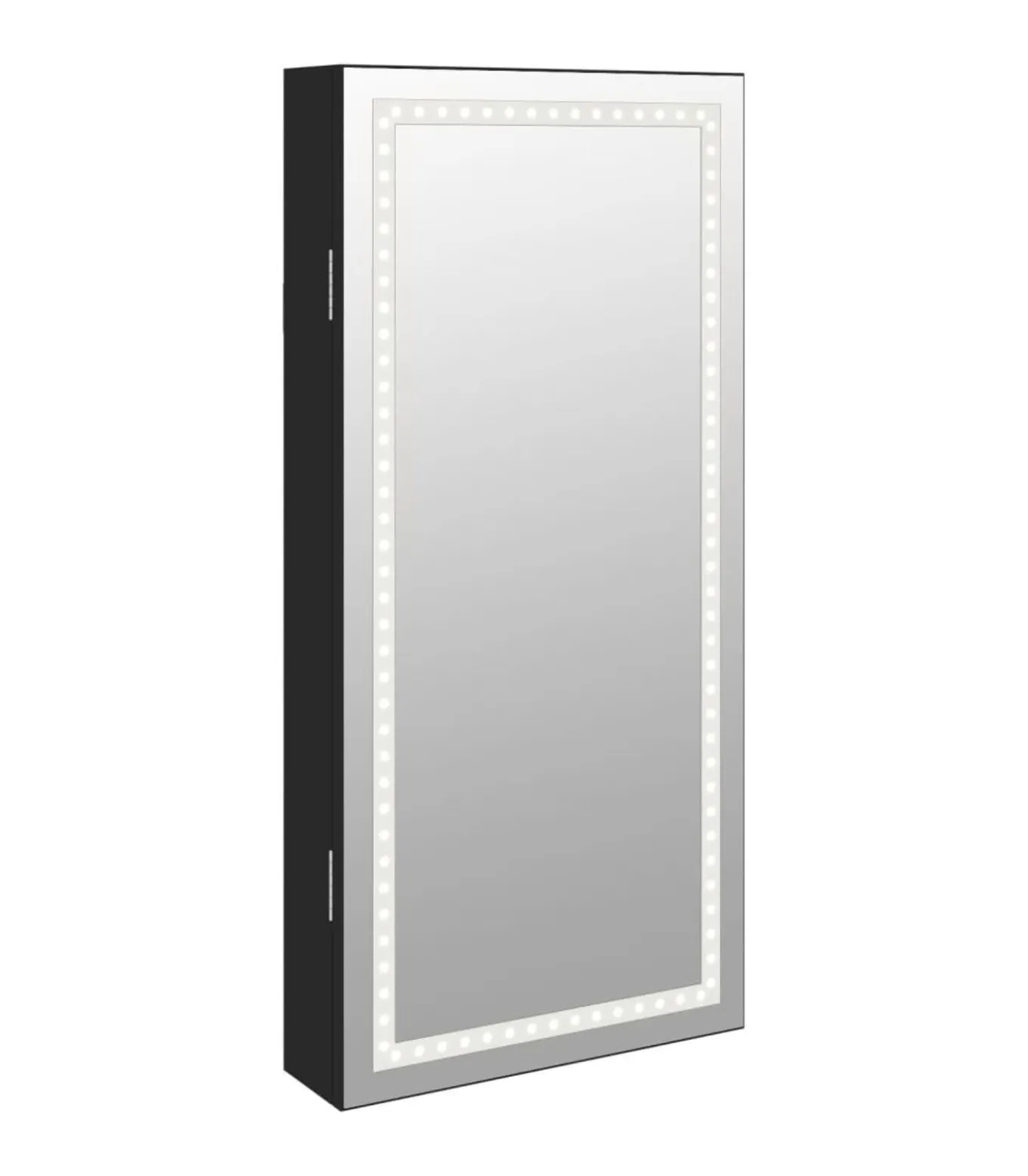 Sieradenkast met spiegel en LED wandgemonteerd zwart