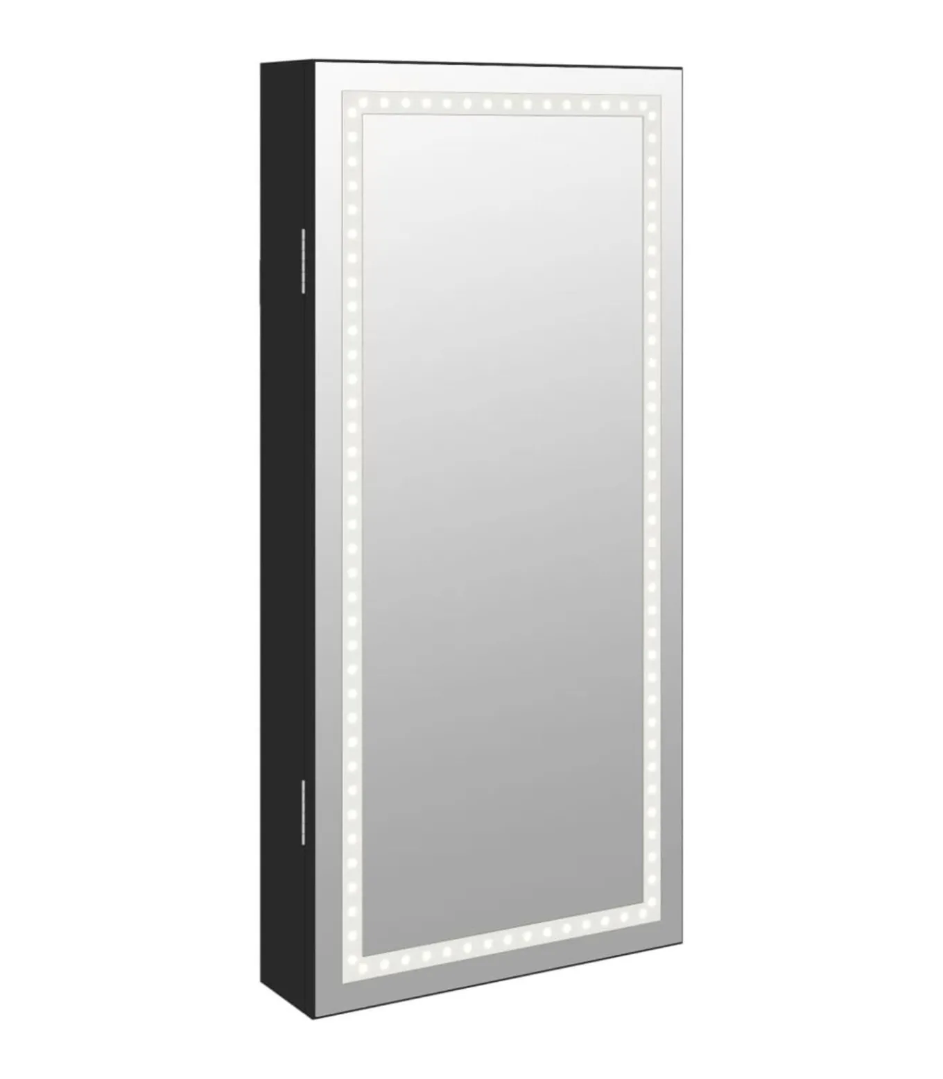 Sieradenkast met spiegel en LED wandgemonteerd zwart