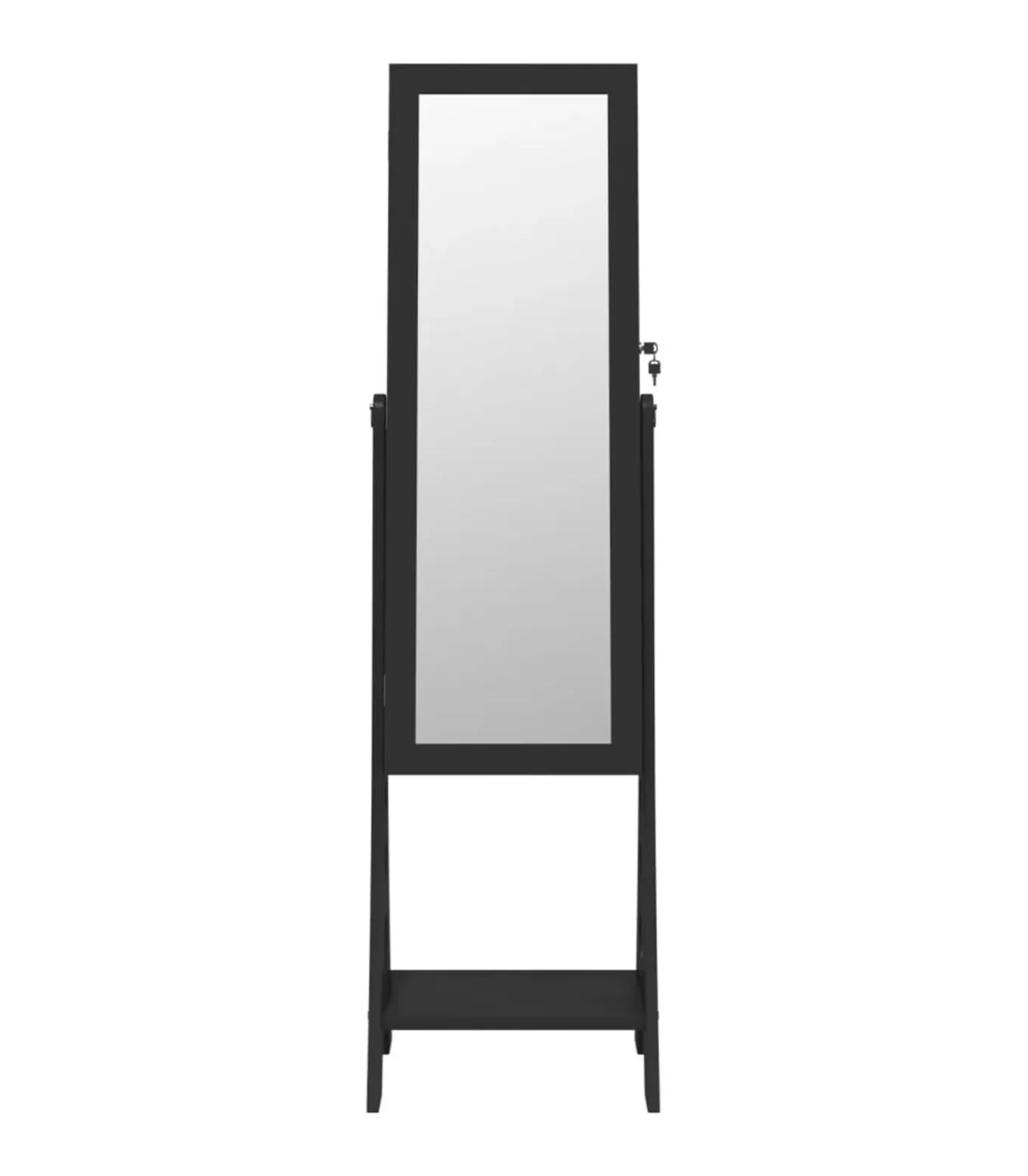 Sieradenkast met spiegel en LED-verlichting vrijstaand zwart
